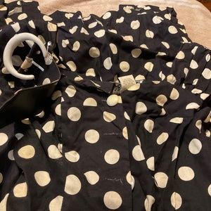 Black summer dress , black with polka dots and belt